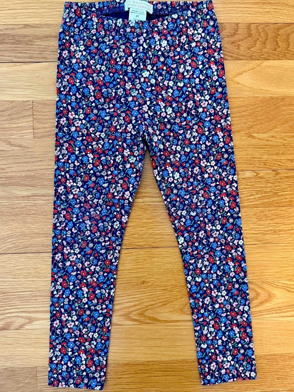 The Beaufort Bonnet Company Navy Floral Leggings with Red, Pink & Blue Flowers